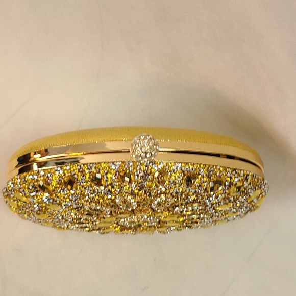 RAMLA Gold Rhinestone Luxury Prom Wedding Gala Handle & Chain Clutch Purse--New - Picture 5 of 8